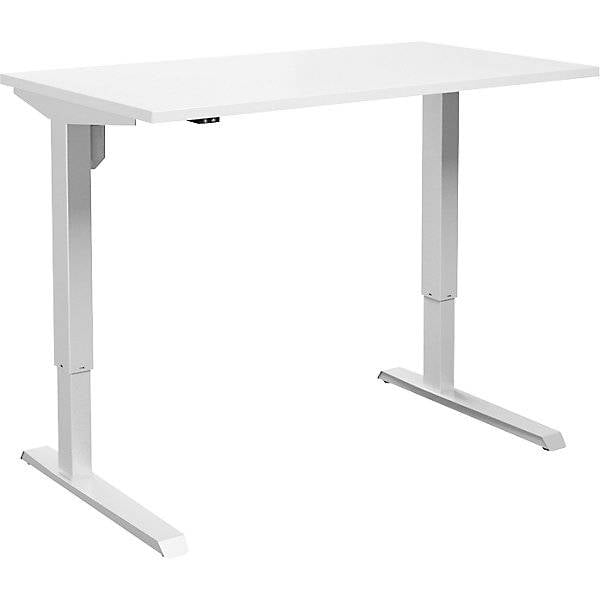 Schreibtisch Venla elektrisch höhenverstellbar gerade BxT 1200 x 600 mm weiß/weiß. TAKKT Industrial &