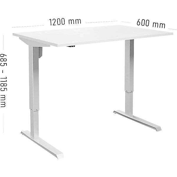Schreibtisch Venla elektrisch höhenverstellbar gerade BxT 1200 x 600 mm weiß/weiß. TAKKT Industrial &-1