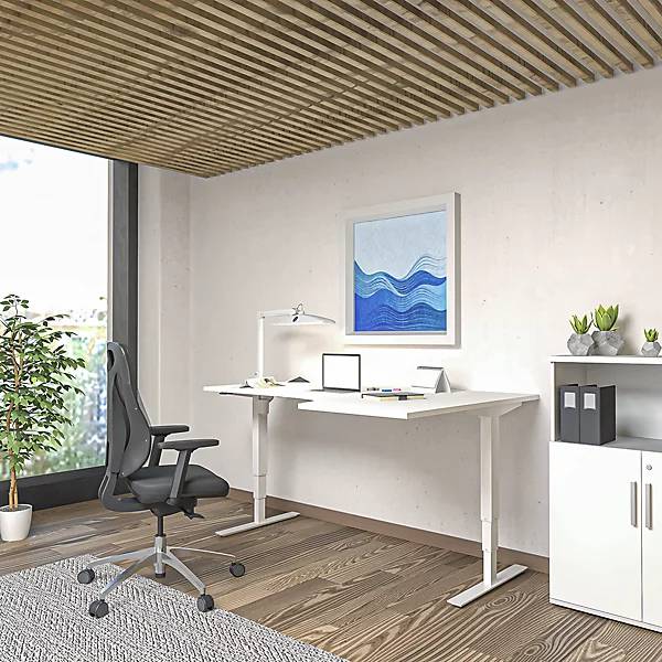 Schreibtisch Atlanta elektrisch höhenverstellbar Ecke BxT 1800 x 1200 mm weiß/weiß rechts. TAKKT Industrial &-3