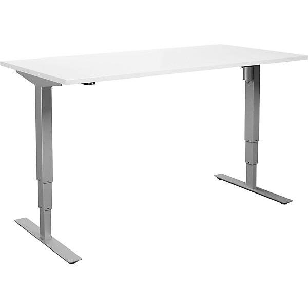 Schreibtisch Atlanta elektrisch höhenverstellbar gerade BxT 1600 x 800 mm weiß/silber. TAKKT Industrial &-0