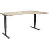 Schreibtisch Atlanta elektrisch höhenverstellbar Ecke BxT 1800 x 1200 mm Eiche/schwarz rechts. TAKKT