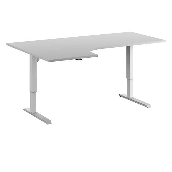 Schreibtisch Venla elektrisch höhenverstellbar Ecke BxT 1800 x 1200 mm lichtgrau/weiß links. TAKKT Industrial-0