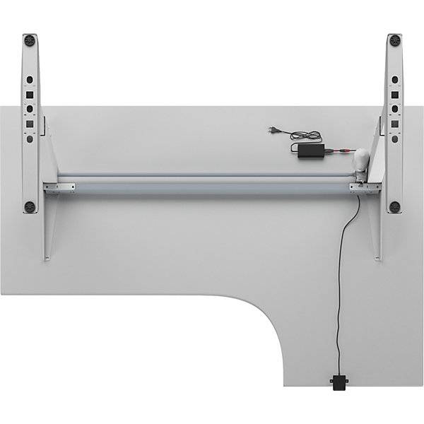 Schreibtisch Venla elektrisch höhenverstellbar Ecke BxT 1800 x 1200 mm lichtgrau/weiß links. TAKKT Industrial-1