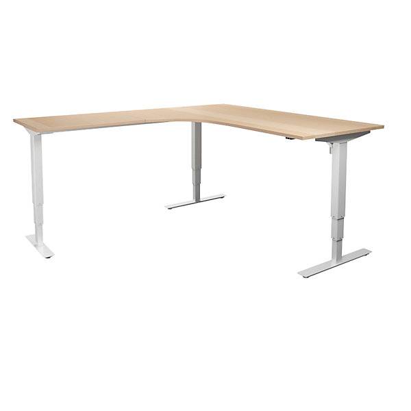 Schreibtisch Atlanta elektrisch höhenverstellbar L-Form BxT 1800 x 2000 mm Birke/weiß links. TAKKT Industrial