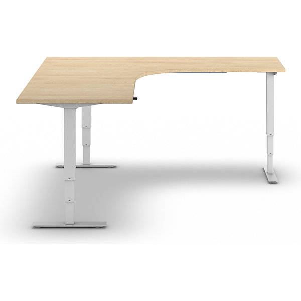Schreibtisch Atlanta elektrisch höhenverstellbar L-Form BxT 1800 x 2000 mm Eiche/weiß rechts. TAKKT-1