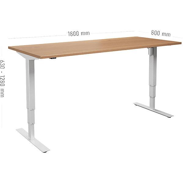 Schreibtisch Atlanta elektrisch höhenverstellbar gerade BxT 1800 x 800 mm Buche/weiß. TAKKT Industrial &-1