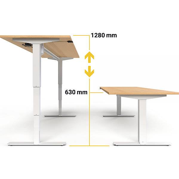 Schreibtisch Atlanta elektrisch höhenverstellbar gerade BxT 1800 x 800 mm Buche/weiß. TAKKT Industrial &-2