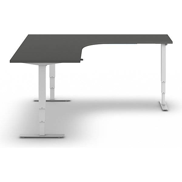 Schreibtisch Atlanta elektrisch höhenverstellbar L-Form BxT 1800 x 2000 mm lichtgrau/silber rechts. TAKKT-2