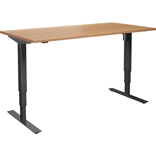 Schreibtisch Atlanta elektrisch höhenverstellbar gerade BxT 1600 x 800 mm Buche/schwarz. TAKKT Industrial &