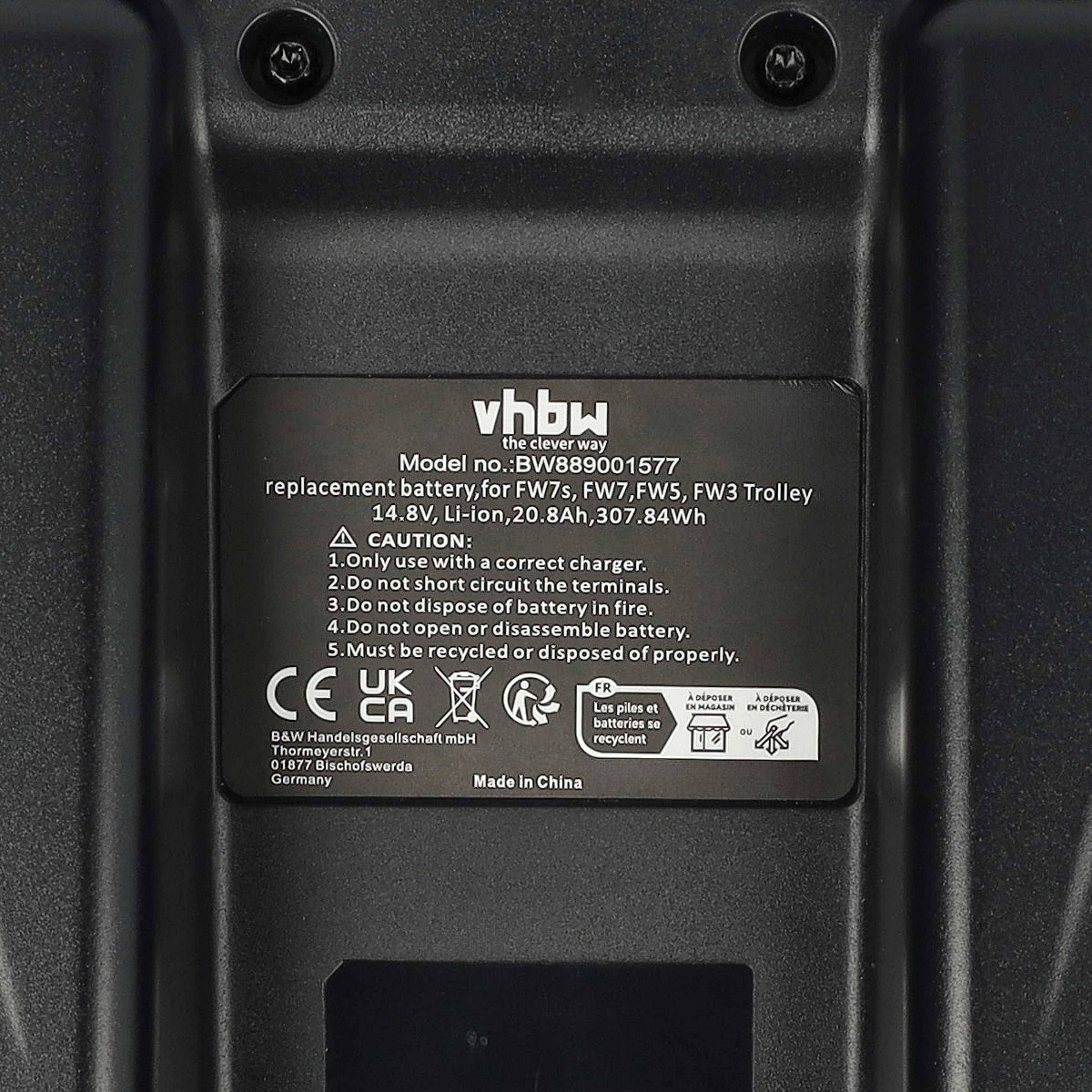 vhbw Akku kompatibel mit Powakaddy FW3 | Freeway Digital II Elektro-Trolley Caddy (20800 mAh, 14,8 V, Li-Ion, inkl.-3