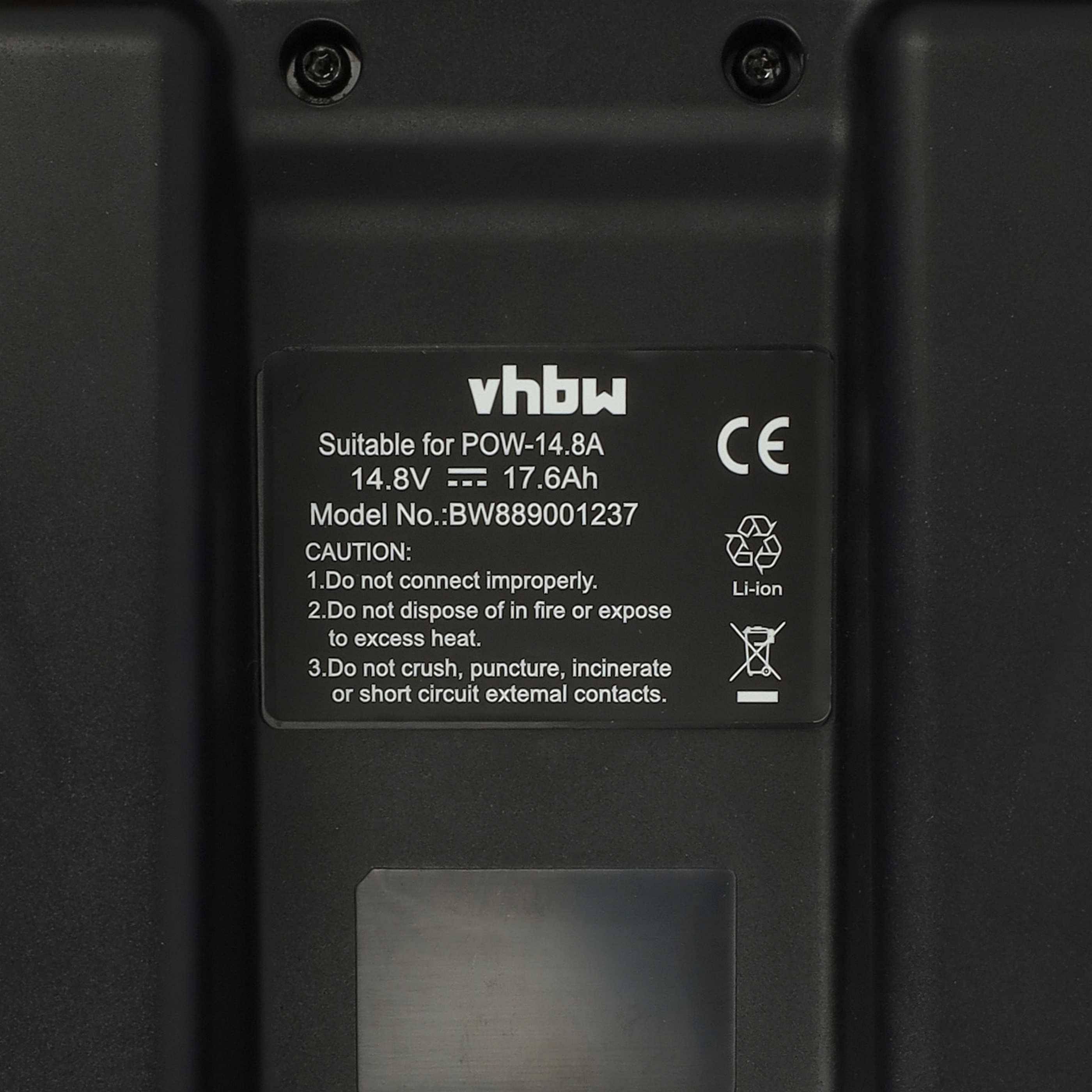 vhbw Akku kompatibel mit Powakaddy FW7s | FW7, Sport, FW5, FW3 Elektro-Trolley Caddy (17,6 Ah, 14,8 V, Li-Ion, inkl.-3