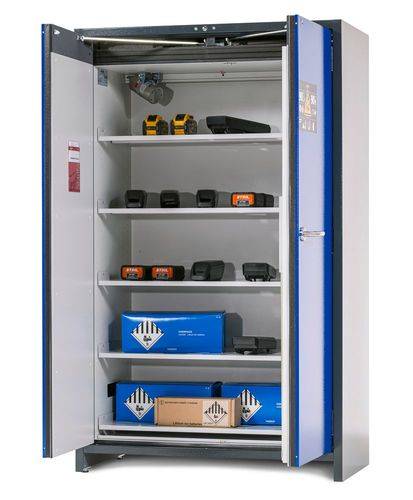 asecos Lithium-Ionen Akku-Lagerschrank SafeStore Pro-Connect, 5 Fachböden, B 1200 mm-1