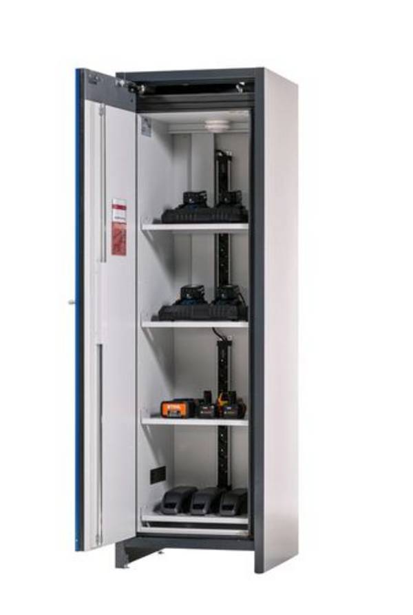 asecos Lithium-Ionen Akku-Ladeschrank, SmartStore Core-Compact, 4 Fachböden, B 600 mm