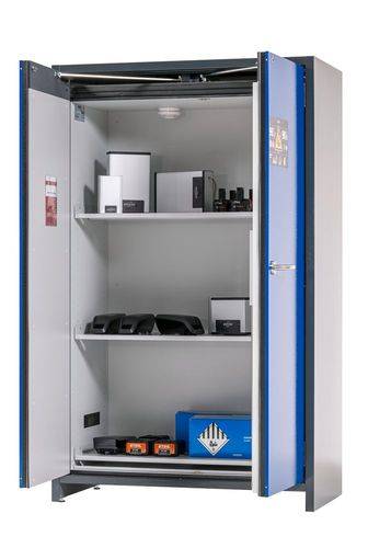 asecos Lithium-Ionen Akku-Lagerschrank, SafeStore Core, 3 Fachböden, B 1200 mm-1