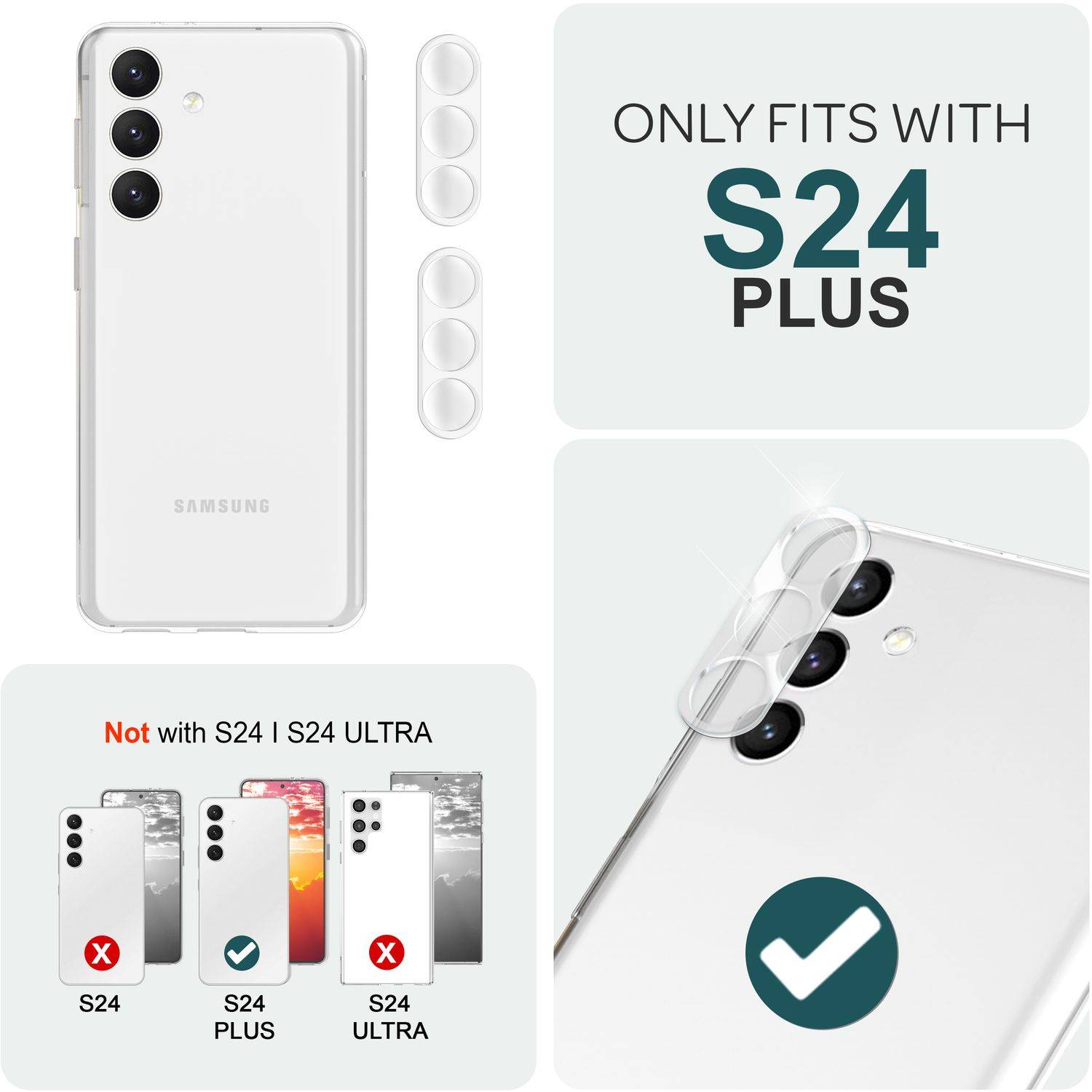 NALIA [2 Stück] Kamera-Schutzglas für Samsung Galaxy S24 Plus Glas, Klarer Kratzfester 9H Linsen-Schutz für Rückkamera-3