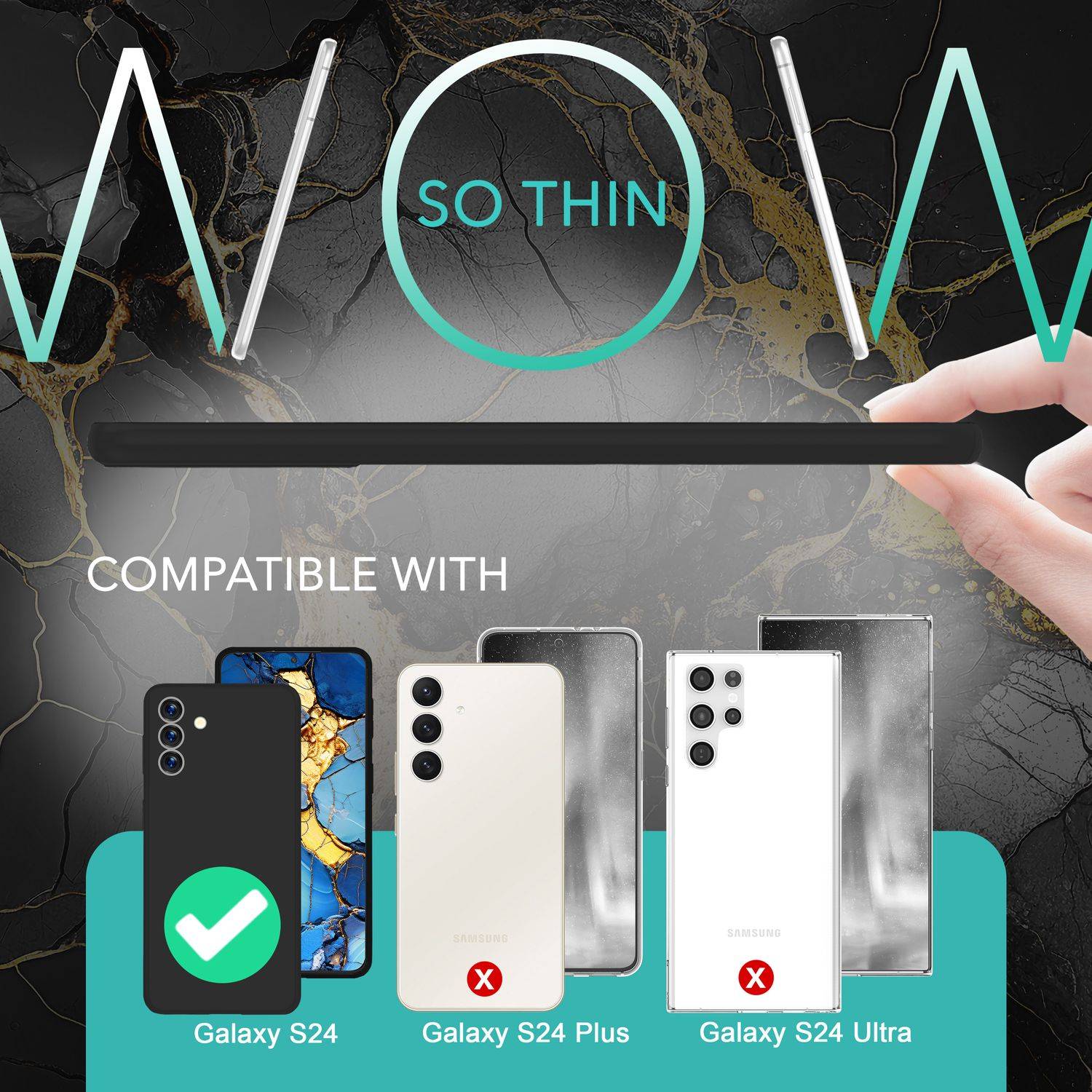 NALIA Extrem Dünnes Hardcase für Samsung Galaxy S24 Hülle, 0,3mm Ultra Schlanke Schutzhülle Extra Slim Schwarz Opak-3