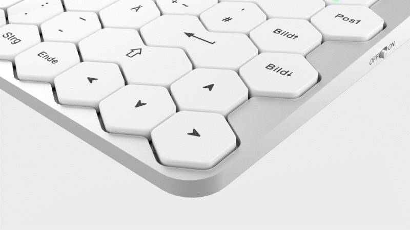 KSK-5020BT-S (DE), Mini Tastatur mit wabenförmigen Tasten, Multimediatasten, Aluminium, Silber/Weiß-1