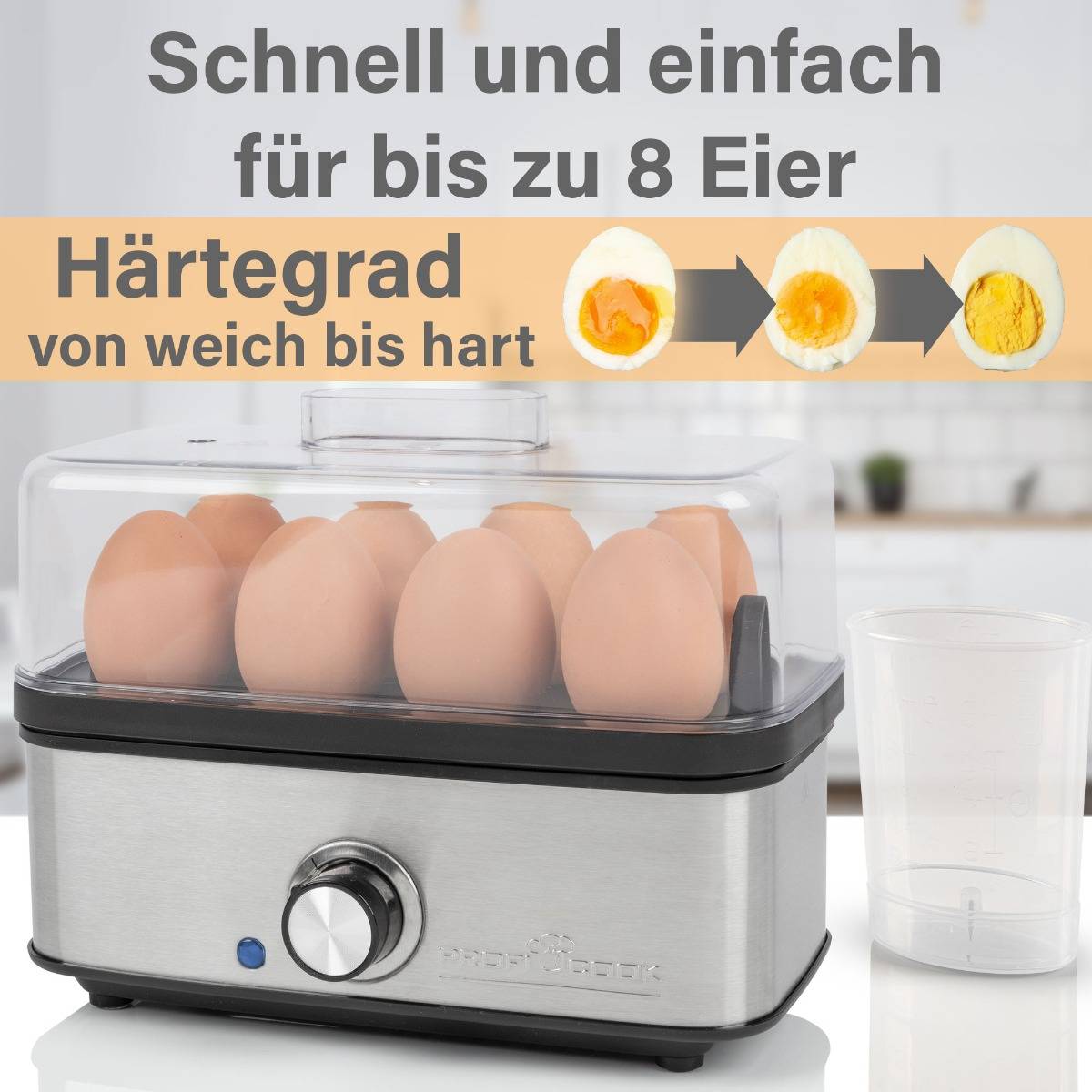 ProfiCook Eierkocher PC-EK 1275, bis zu 8 Eier, Omelett-/Pochier-Funktion-1