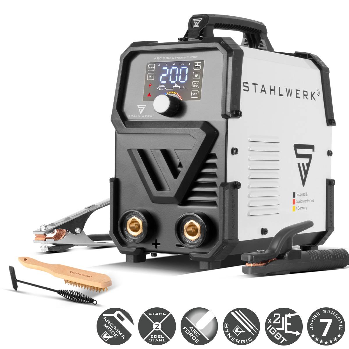STAHLWERK Schweißgerät ARC 200 Synergic Pro MMA Lift TIG IGBT Inverter 200 A-0