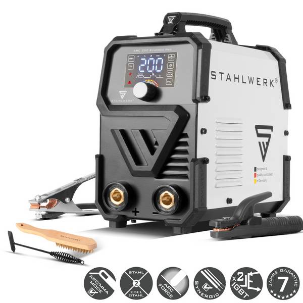 STAHLWERK Schweißgerät ARC 200 Synergic Pro MMA Lift TIG IGBT Inverter 200 A