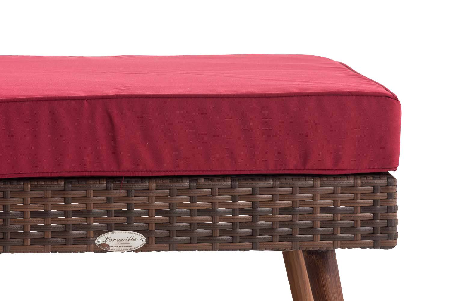 2er Sofa Molde mit Fußhocker Flachrattan braun-meliert 45 cm (Dunkelbraun) rubinrot-3