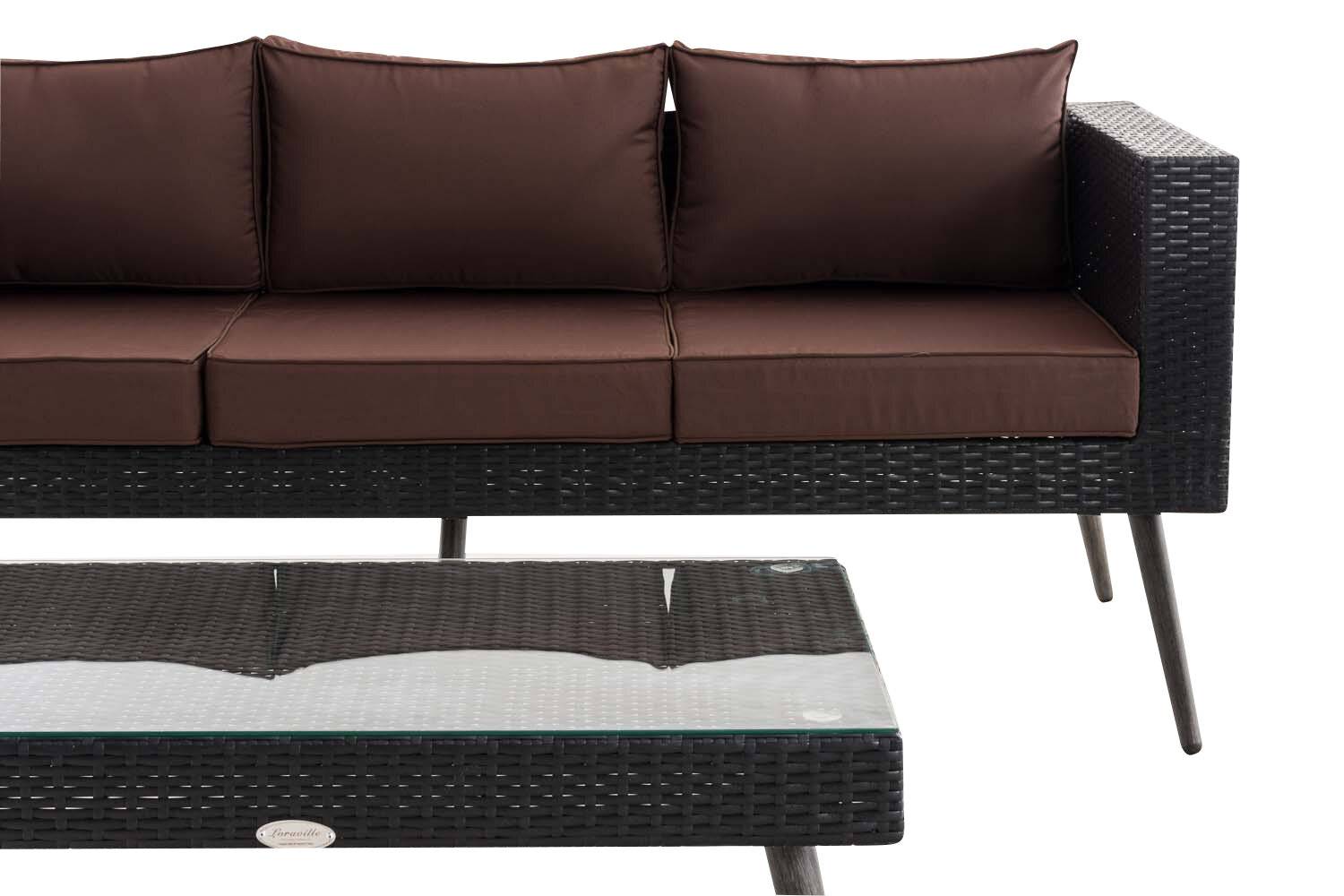 Loungeset Molde 3-1-1 Flachrattan schwarz 45 cm (Dunkelgrau) terrabraun-3