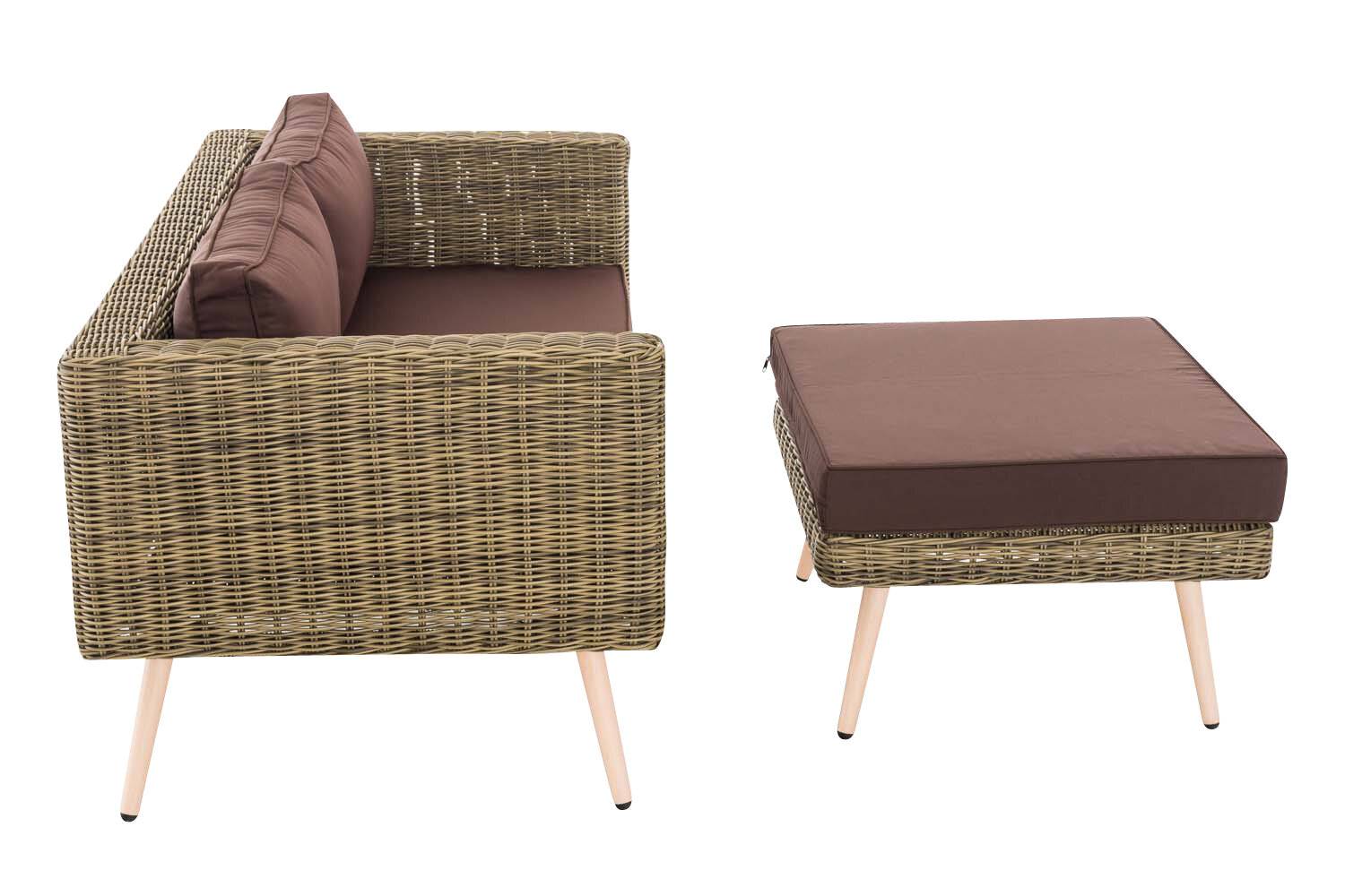 2er Sofa Molde mit Fußhocker Rundrattan natura 40 cm (Hellbraun) terrabraun-1