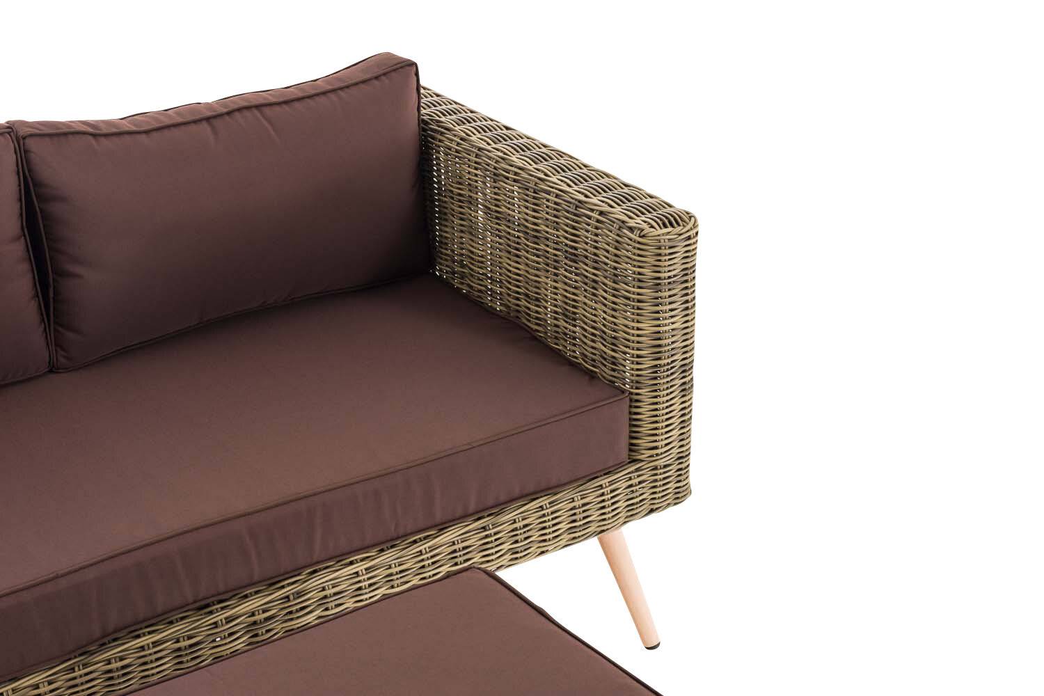 2er Sofa Molde mit Fußhocker Rundrattan natura 40 cm (Hellbraun) terrabraun-2