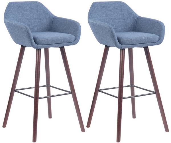 2er Set Barhocker Adelaide walnuss blau