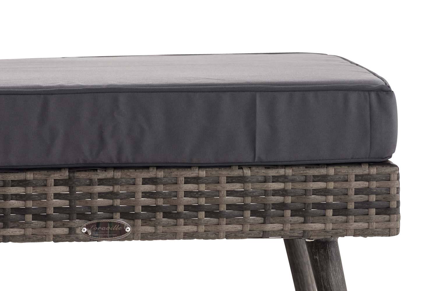 2er Sofa Molde mit Fußhocker Flachrattan grau-meliert 40 cm (Dunkelgrau) eisengrau-3