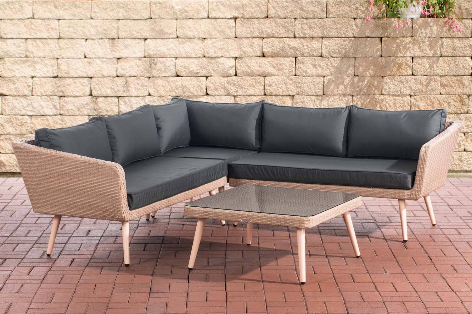 Eck-Loungeset Skara Flachrattan sand 40 cm (Hellbraun) anthrazit-0