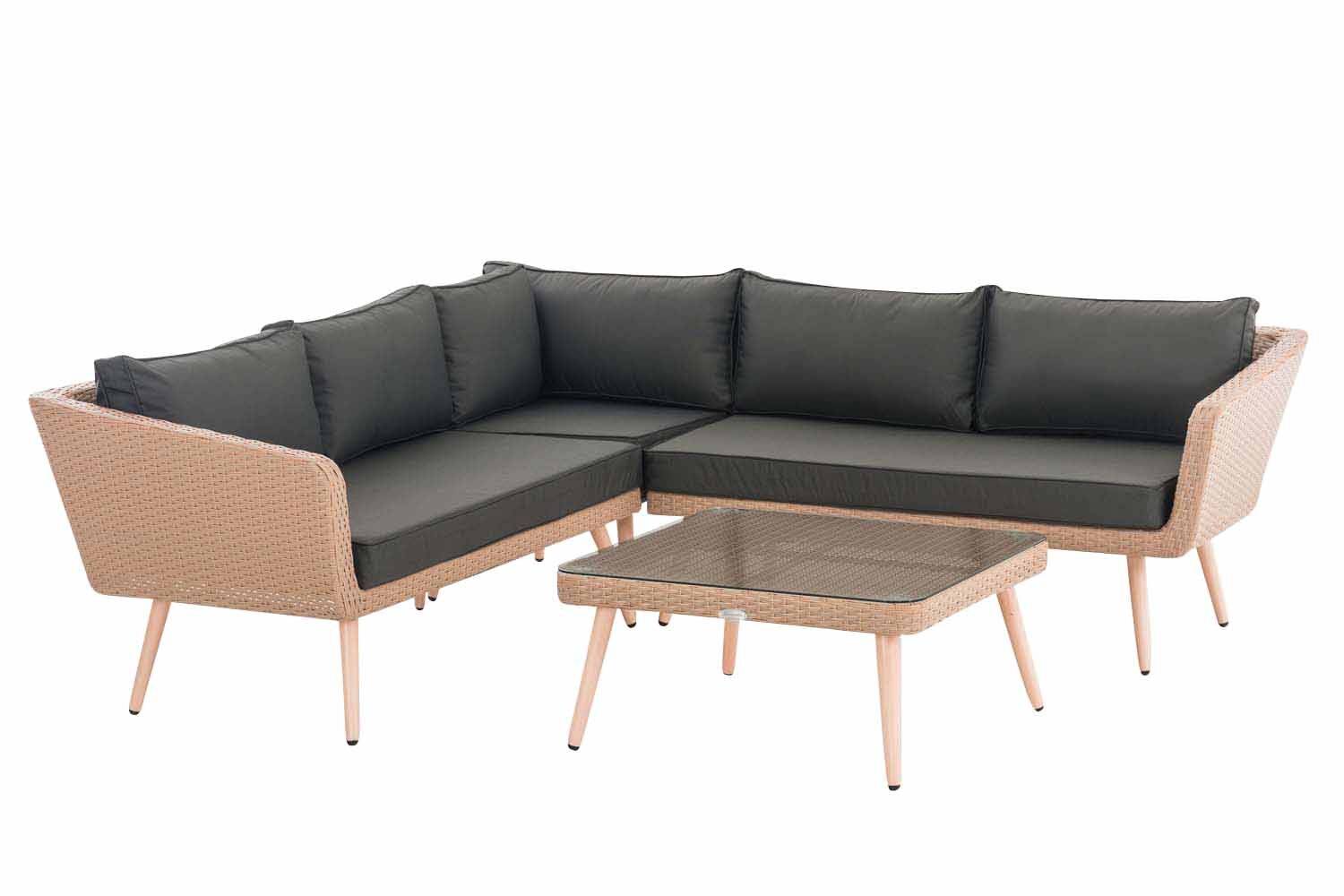 Eck-Loungeset Skara Flachrattan sand 40 cm (Hellbraun) anthrazit-1