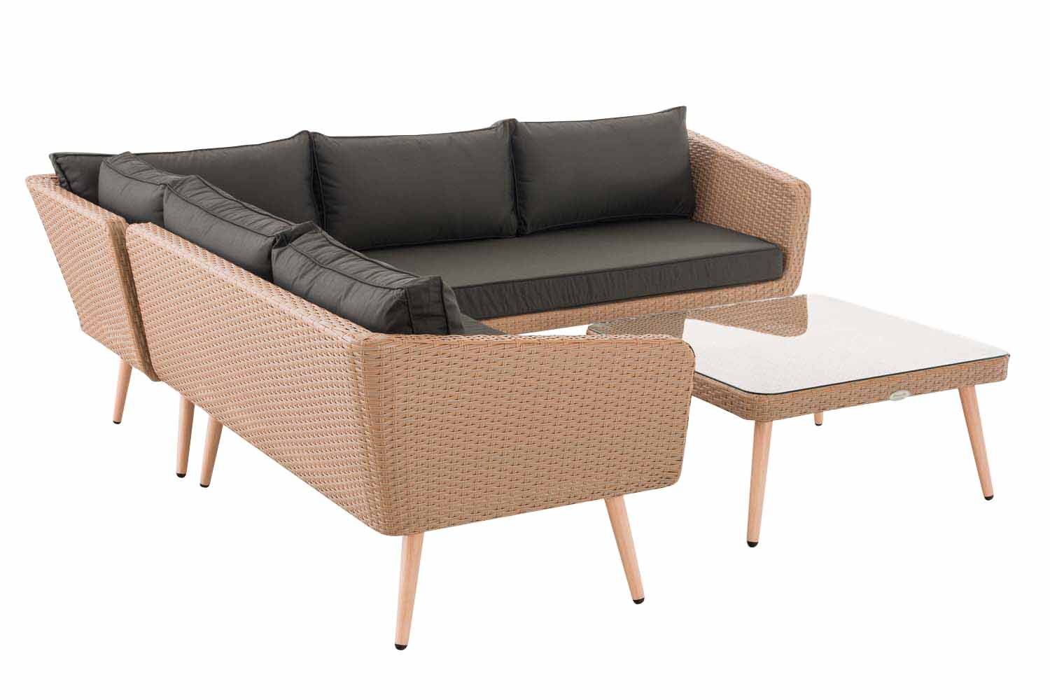 Eck-Loungeset Skara Flachrattan sand 40 cm (Hellbraun) anthrazit-2