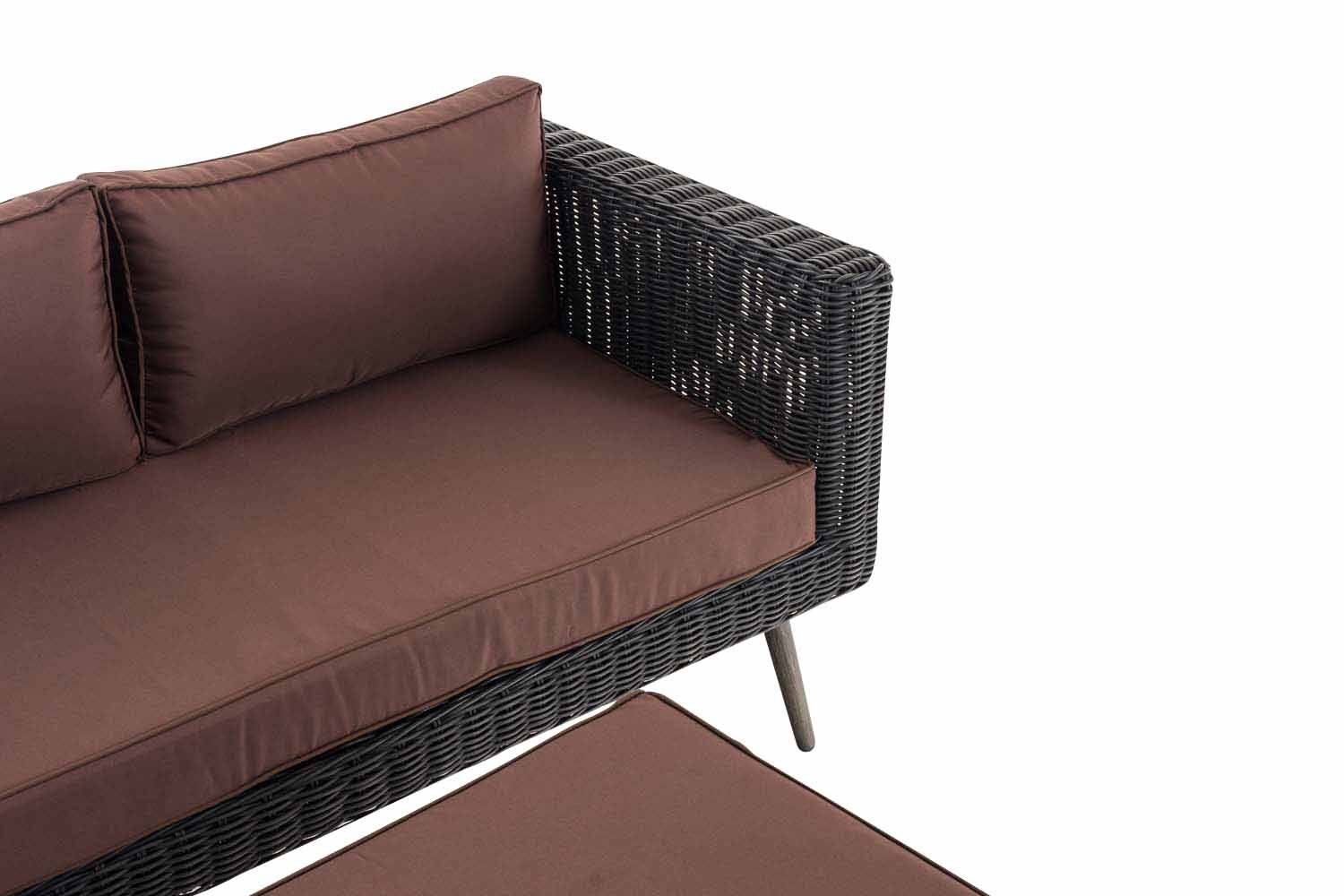 2er Sofa Molde mit Fußhocker Rundrattan schwarz 45 cm (Dunkelgrau) terrabraun-3
