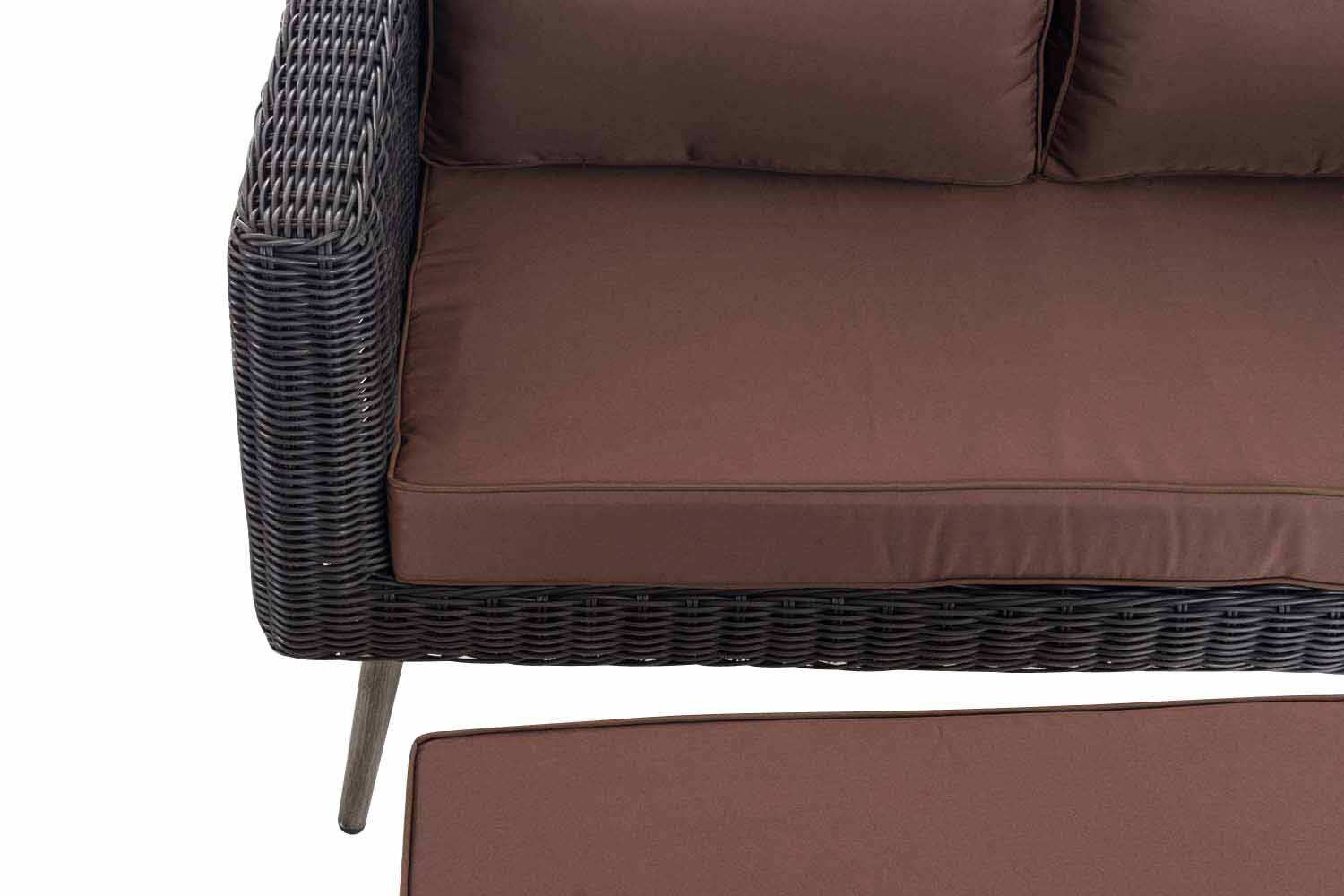 2er Sofa Molde mit Fußhocker Rundrattan schwarz 45 cm (Dunkelgrau) terrabraun-4