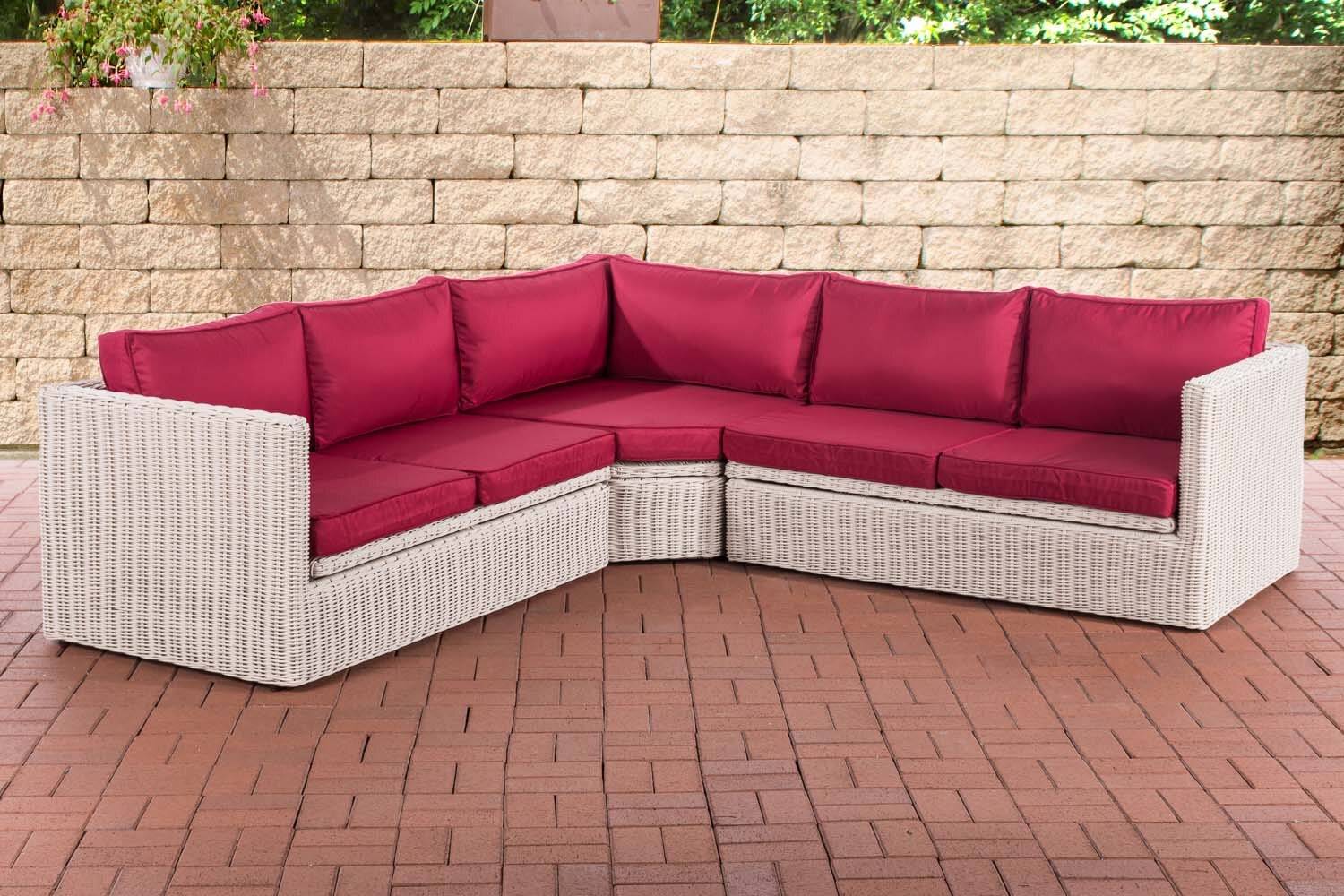 Ecksofa Tibera 5mm rubinrot perlweiß
