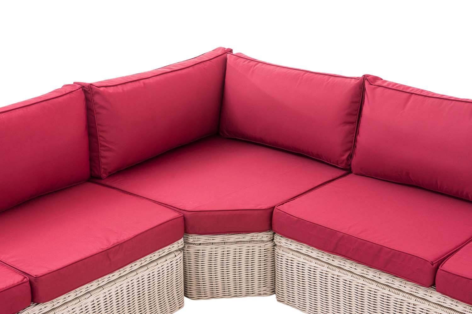 Ecksofa Tibera 5mm rubinrot perlweiß-1