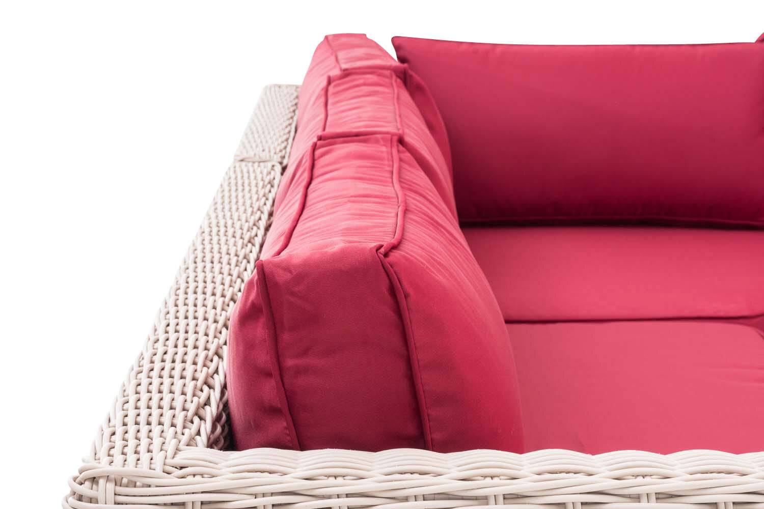 Ecksofa Tibera 5mm rubinrot perlweiß-2