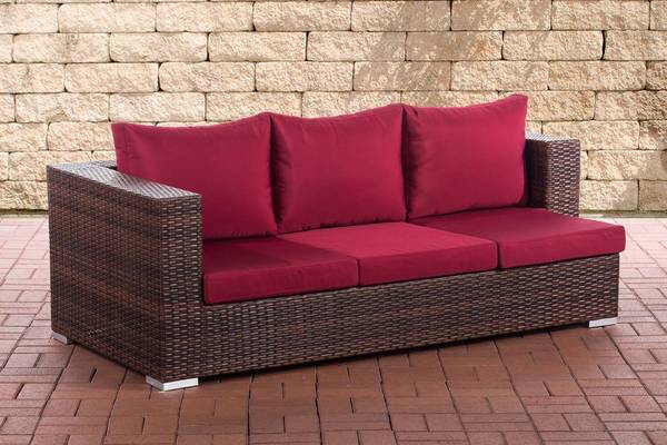 3er Sofa Provence rubinrot braun-meliert