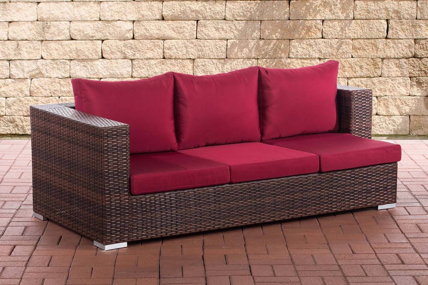 3er Sofa Provence rubinrot braun-meliert-0