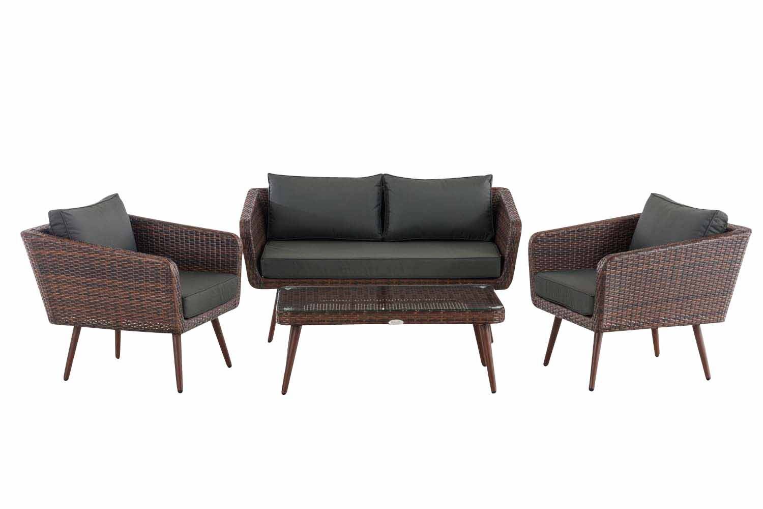 Loungeset Skara Flachrattan braun-meliert 40 cm (Dunkelbraun) anthrazit-1