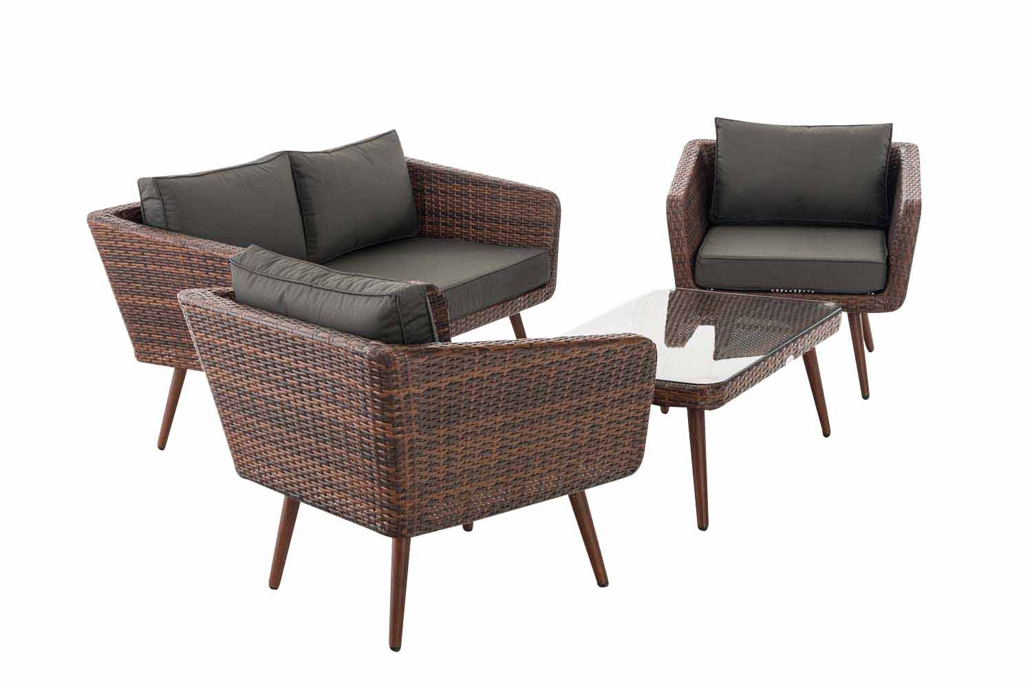 Loungeset Skara Flachrattan braun-meliert 40 cm (Dunkelbraun) anthrazit-2