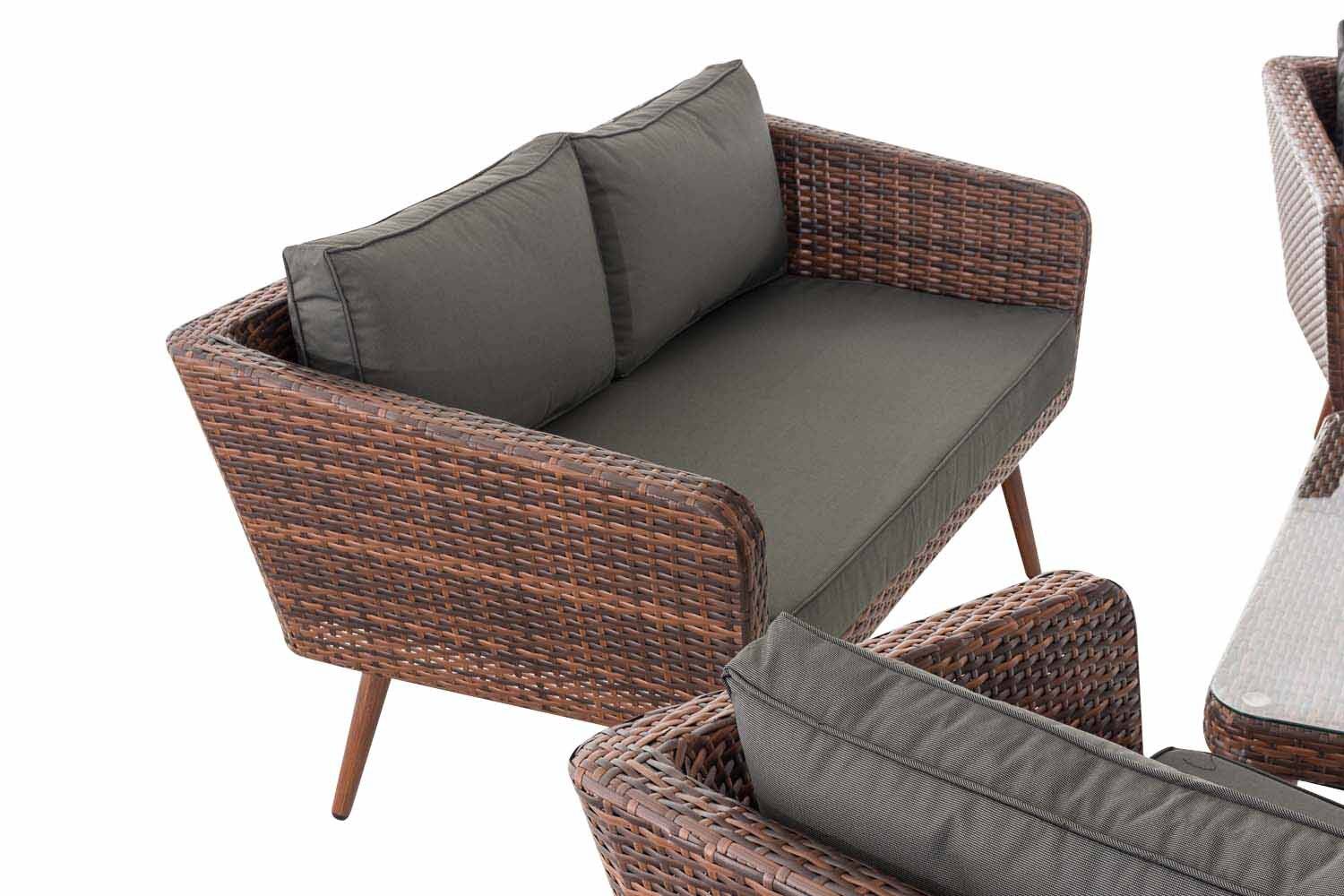 Loungeset Skara Flachrattan braun-meliert 40 cm (Dunkelbraun) anthrazit-3