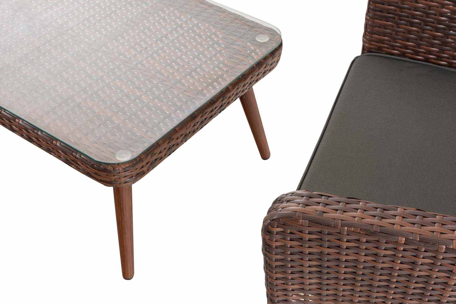 Loungeset Skara Flachrattan braun-meliert 40 cm (Dunkelbraun) anthrazit-4