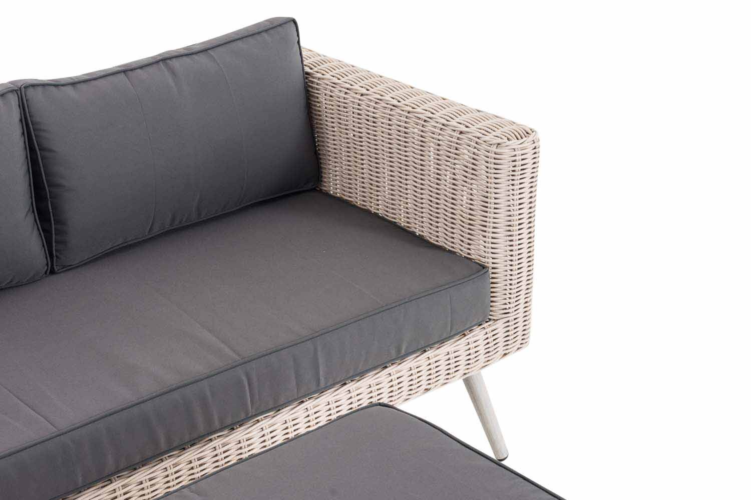 2er Sofa Molde mit Fußhocker Rundrattan perlweiß 40 cm (Hellgrau) eisengrau-2