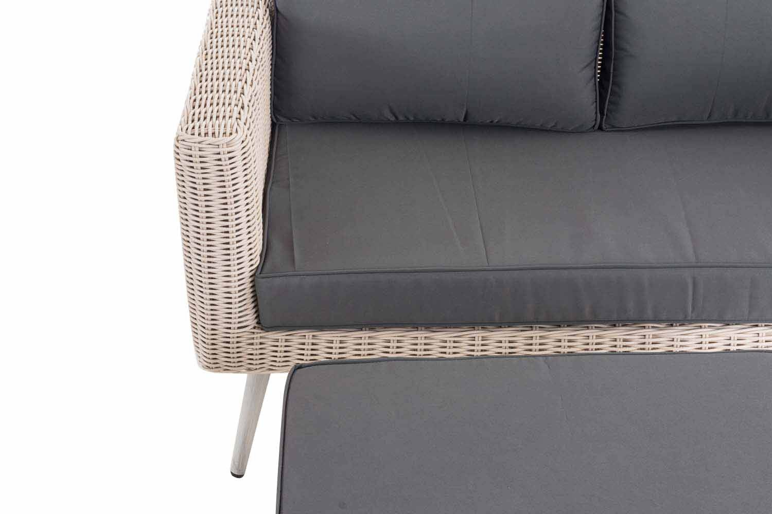 2er Sofa Molde mit Fußhocker Rundrattan perlweiß 40 cm (Hellgrau) eisengrau-3