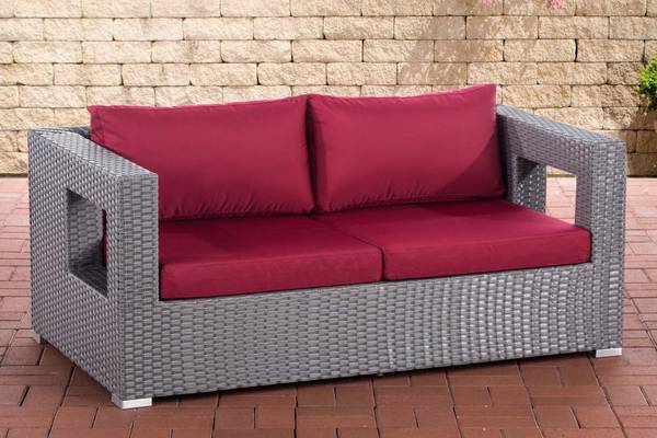 2er Sofa Honolulu rubinrot grau