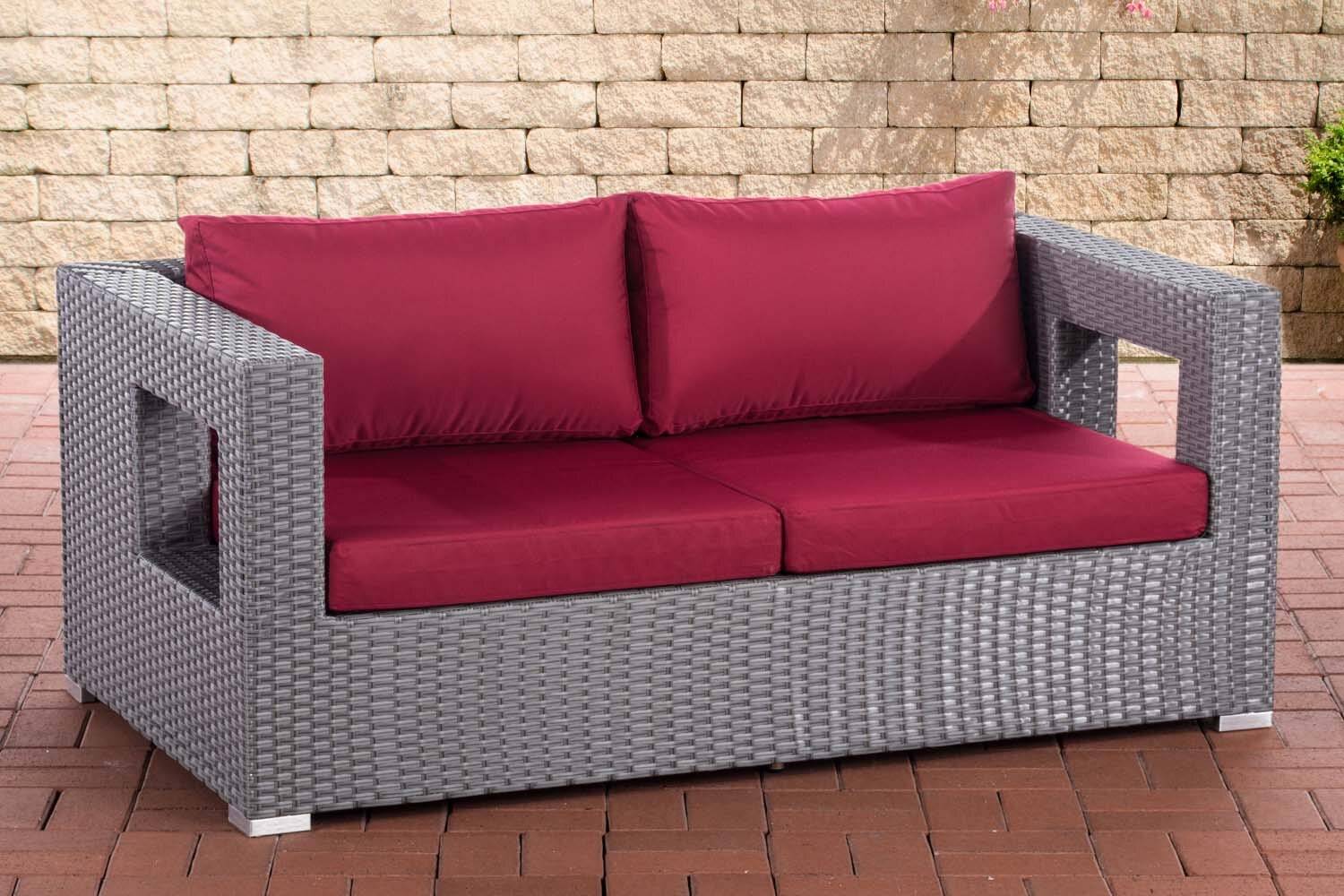 2er Sofa Honolulu rubinrot grau-0