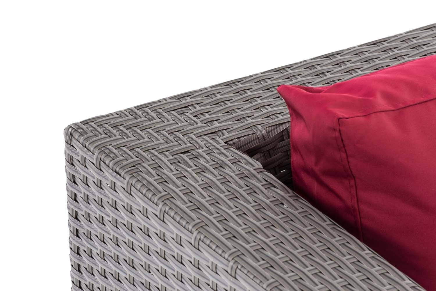 2er Sofa Honolulu rubinrot grau-3
