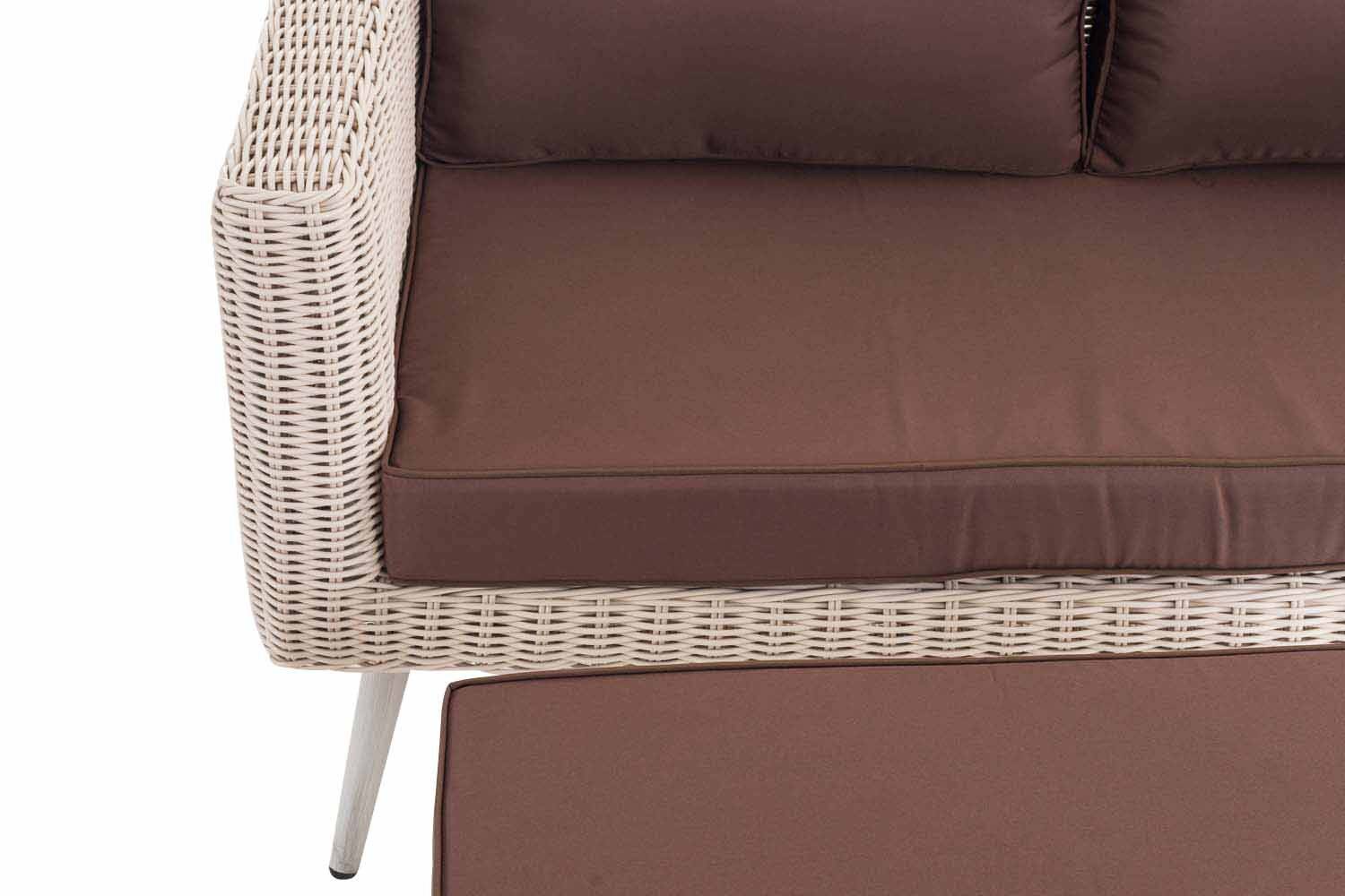 2er Sofa Molde mit Fußhocker Rundrattan perlweiß 45 cm (Hellgrau) terrabraun-3